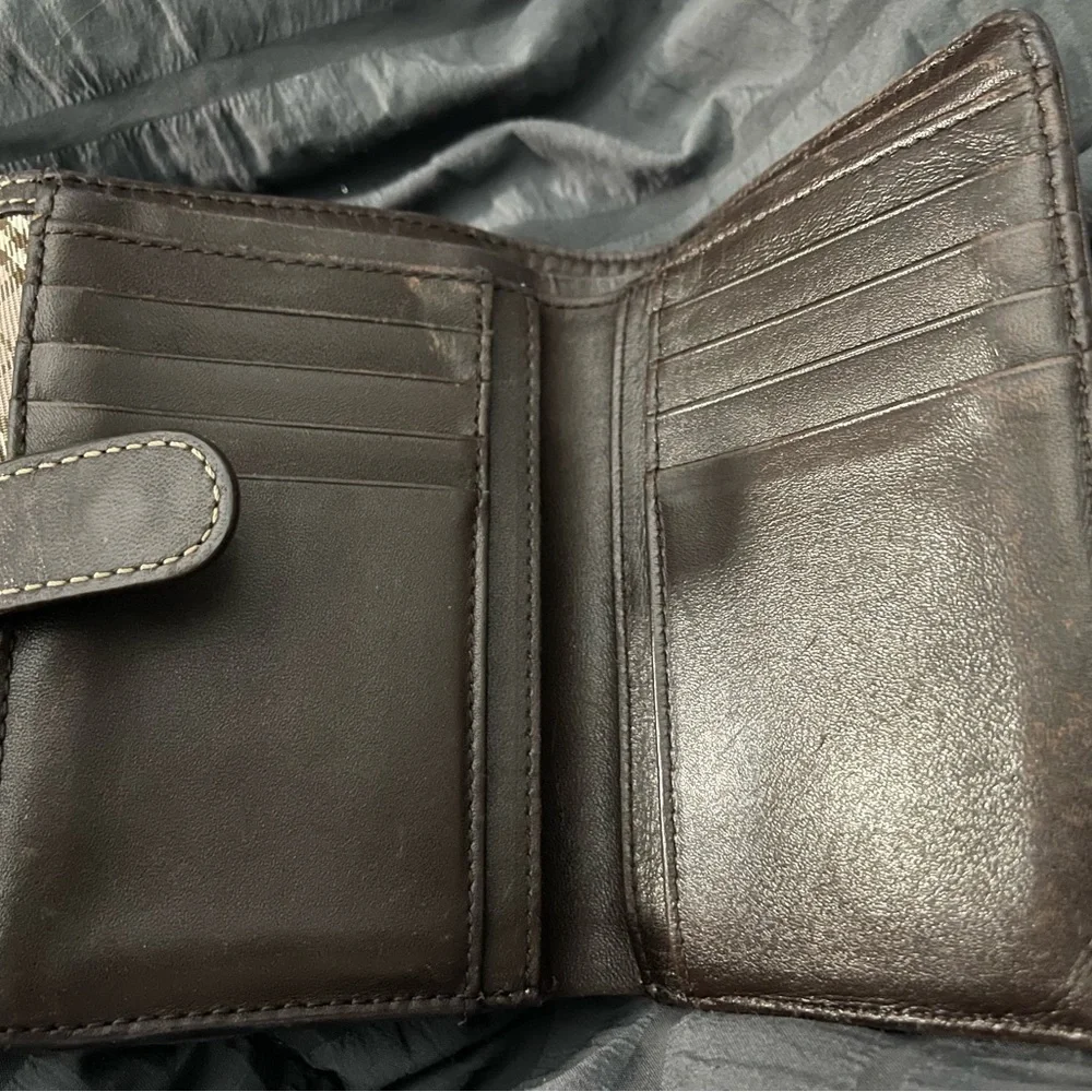 Burberry Blue Label Plaid Wallet - Brown and Cream with cavas with leather trim - Picture 9 of 10